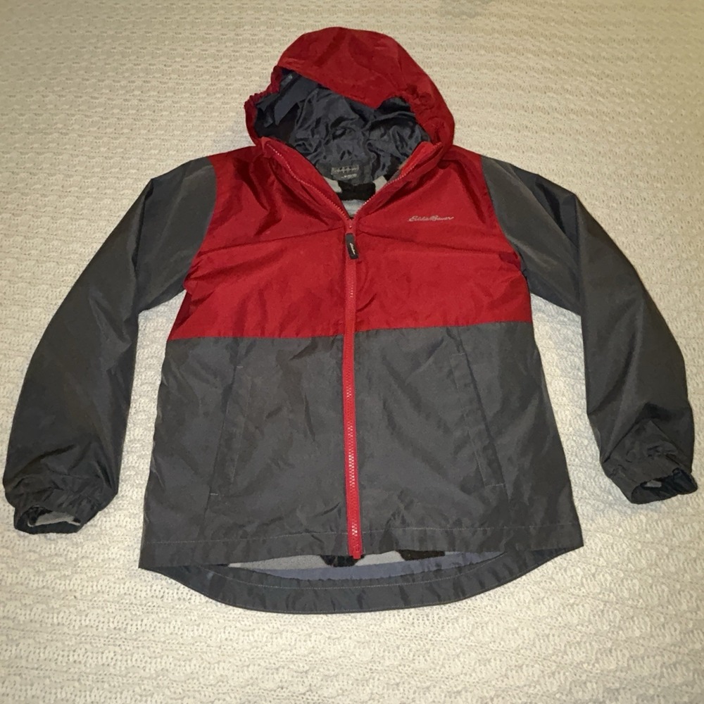 Eddie Bauer Boys Youth 3-in-1 Jacket, GRAY/RED, MEDIUM 10-12